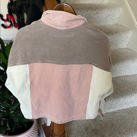 BiBi Pink and Brown Cream Fall Corduroy Utility Jacket - Picture 4 of 11